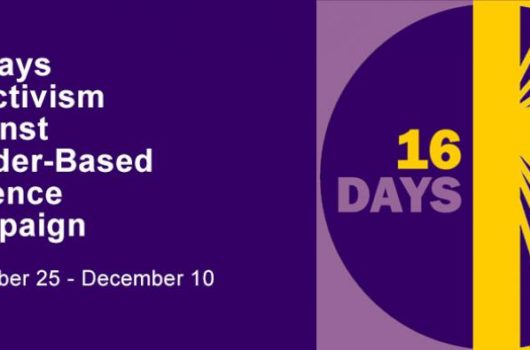 Purple and Yellow 16 Days Logo with dates 25 November - 10 December