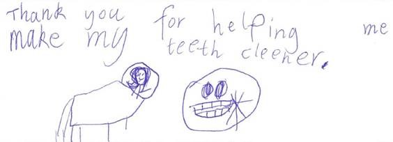 A drawing of going to the dentist by a child from a feedback form