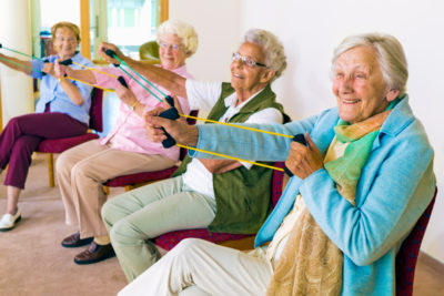 Exercise class with elderly women